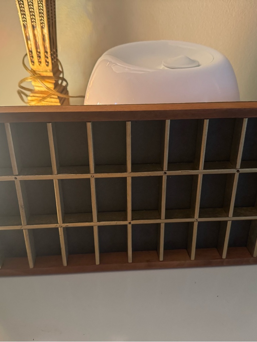 Mini Wooden Trinket Organizer Shelf - Brown and Beige - Picture 2 of 9